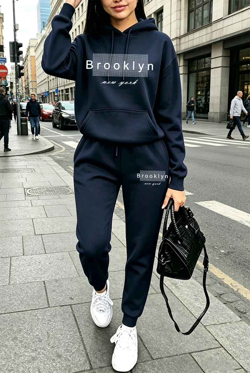 レディーストラックスーツプリントカジュアルフーディスウェット - Women'S Fashion Hoodie のレビューと価格