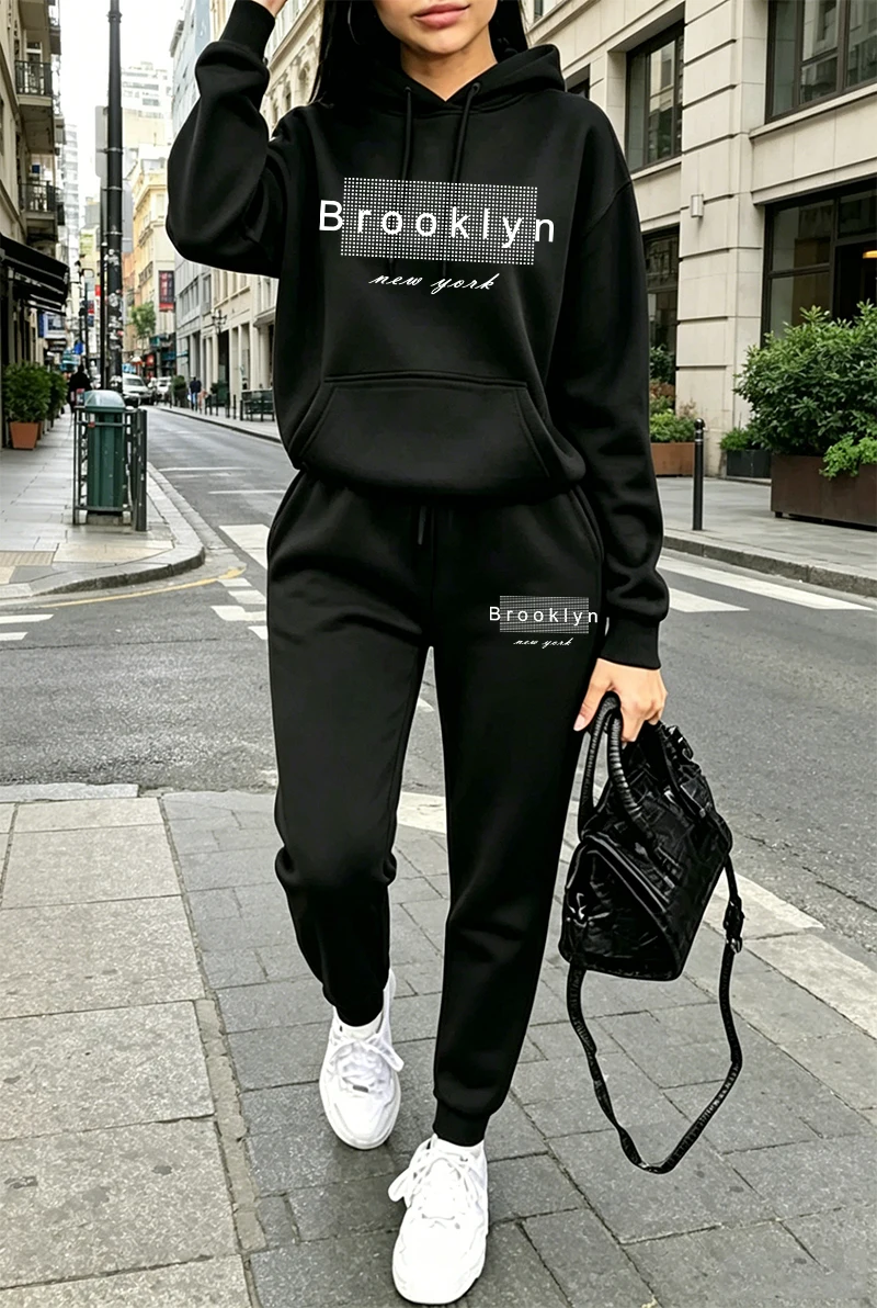 レディーストラックスーツプリントカジュアルフーディスウェット - Women'S Fashion Hoodie のレビューと価格