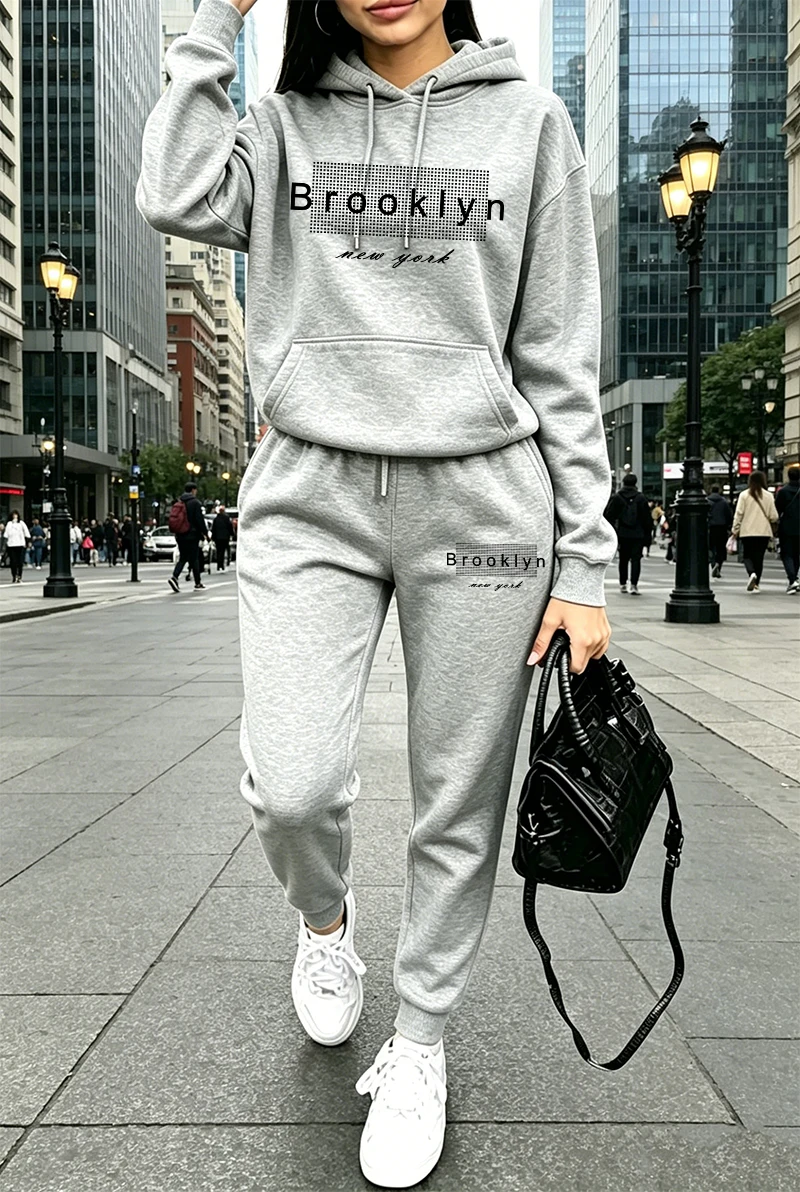 レディーストラックスーツプリントカジュアルフーディスウェット - Women'S Fashion Hoodie のレビューと価格