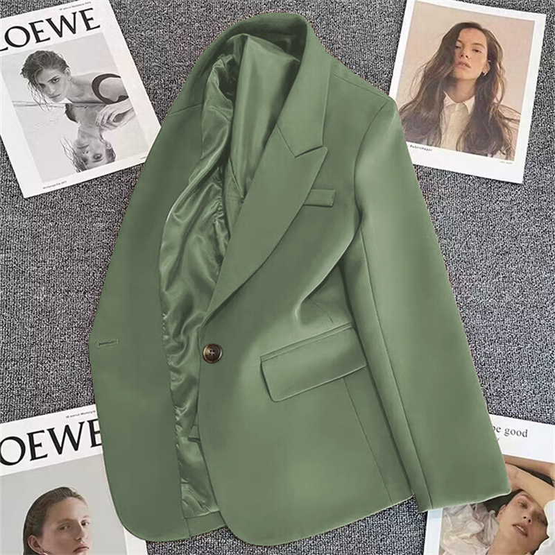 グリーンスーツジャケット女性のファッショナブルなシングルボタ - Velvet Blazer Women のレビューと価格