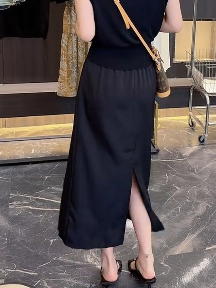 プラスサイズ レディース サテン Aライン ミディスカート  - A-Line Skirt Midi のレビューと価格