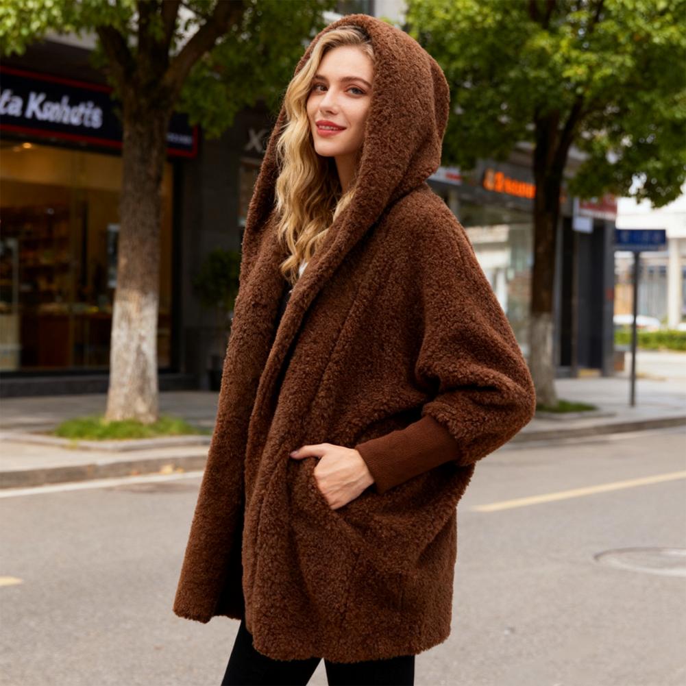 女性用ポリエステルコート レディースファジーフード付きカーデ - Sherpa Coat Women のレビューと価格