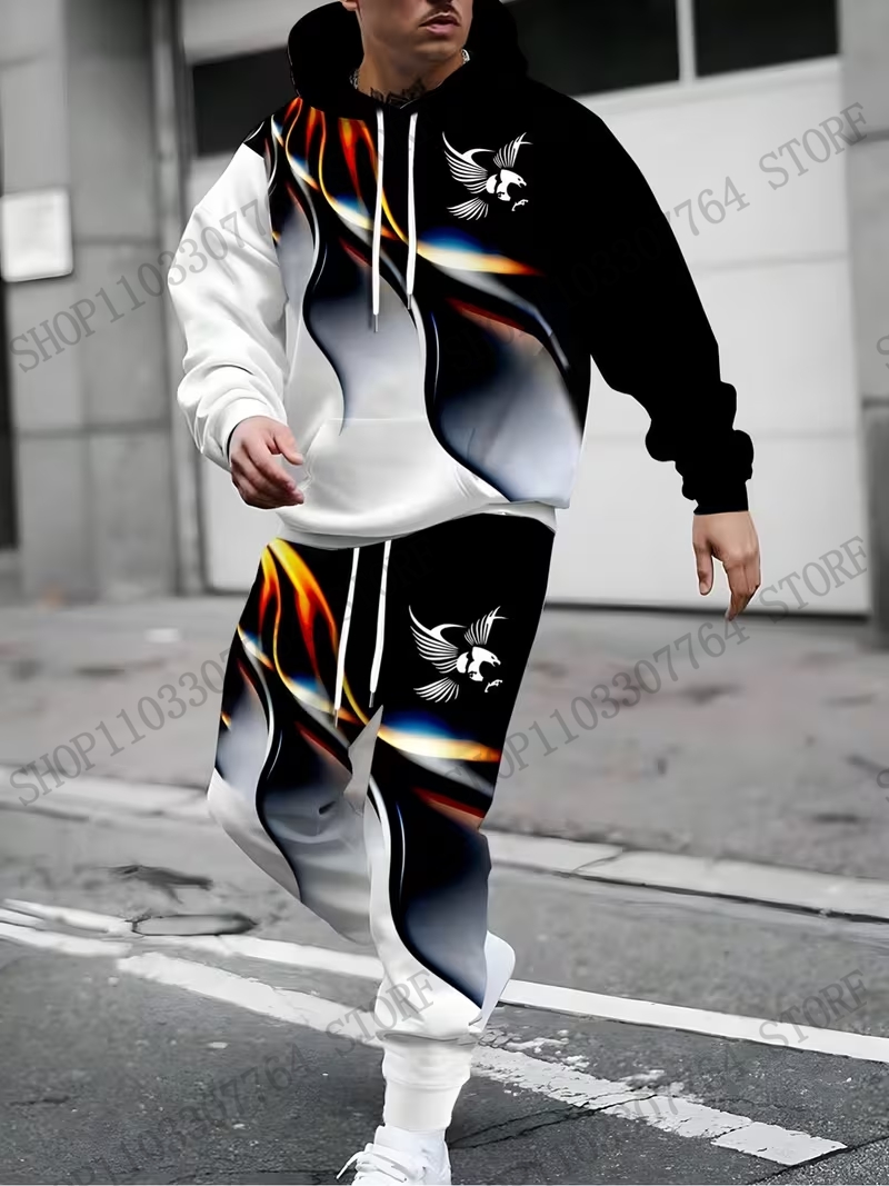 秋冬用パーカー＆パンツセット 高飛鳥柄 3Dプリントセット  - Women'S Fashion Hoodie のレビューと価格