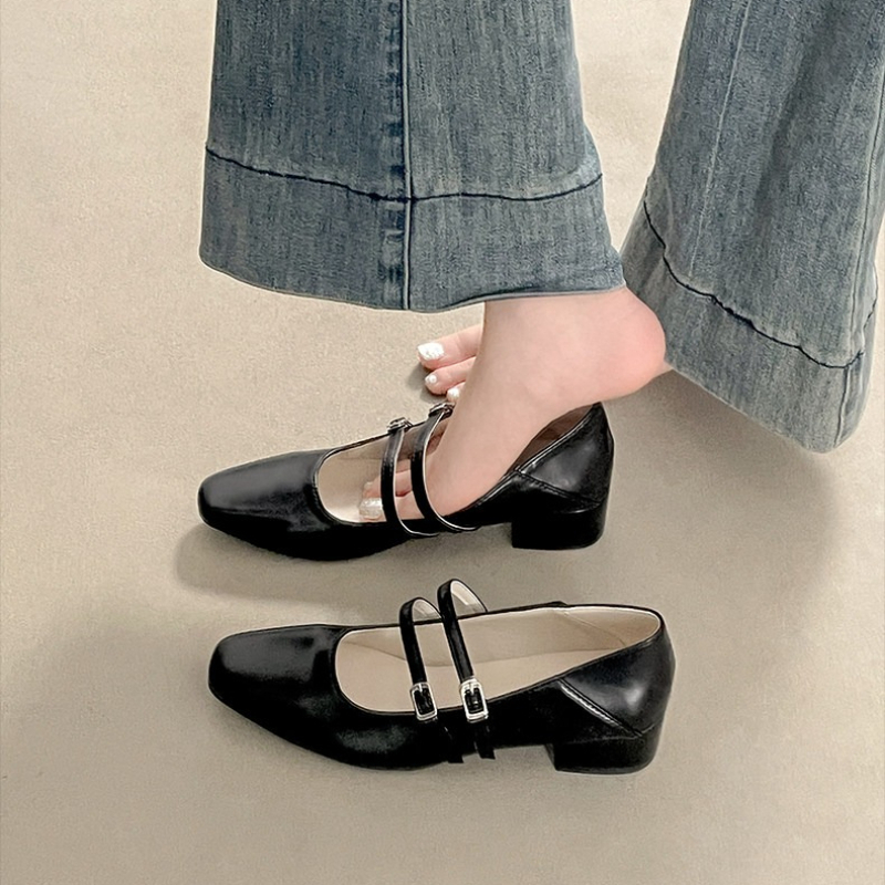 スクエアトゥローヒール女性銀色メリージェーンシューズファッシ - Women'S Fashion Belts のレビューと価格