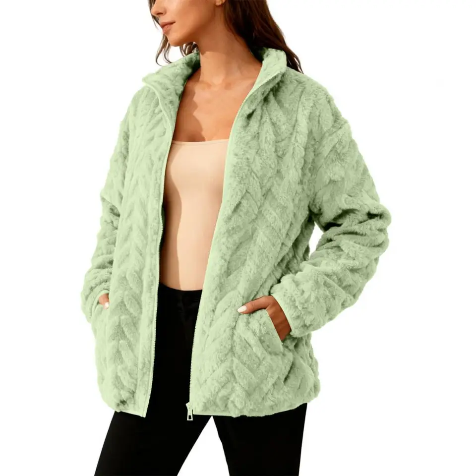 冬用コート レディース 冬用フリース スタンドカラーポケット - Sherpa Coat Women のレビューと価格