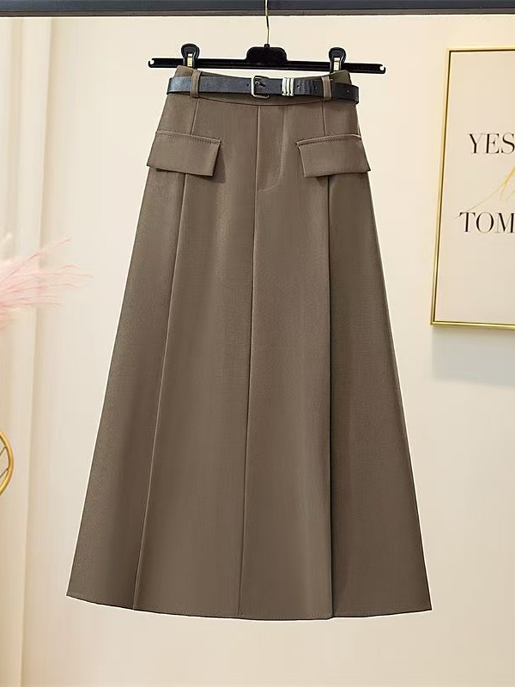 グレースーツスカート女性の夏の新しい弾性ハイウエストスリムA - A-Line Skirt Midi のレビューと価格