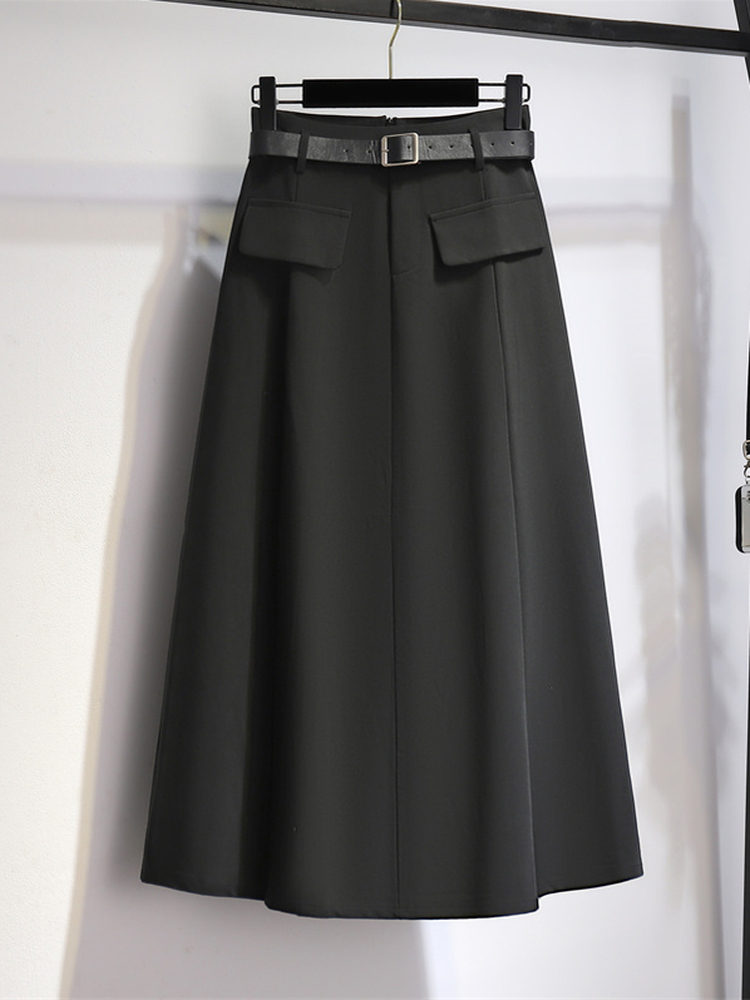 グレースーツスカート女性の夏の新しい弾性ハイウエストスリムA - A-Line Skirt Midi のレビューと価格