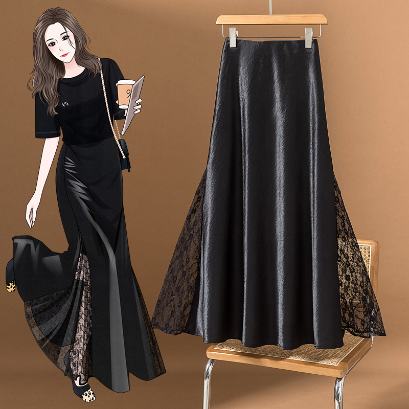 おしゃれなレーススプライスフィッシュテールミディスカート レ - A-Line Skirt Midi のレビューと価格