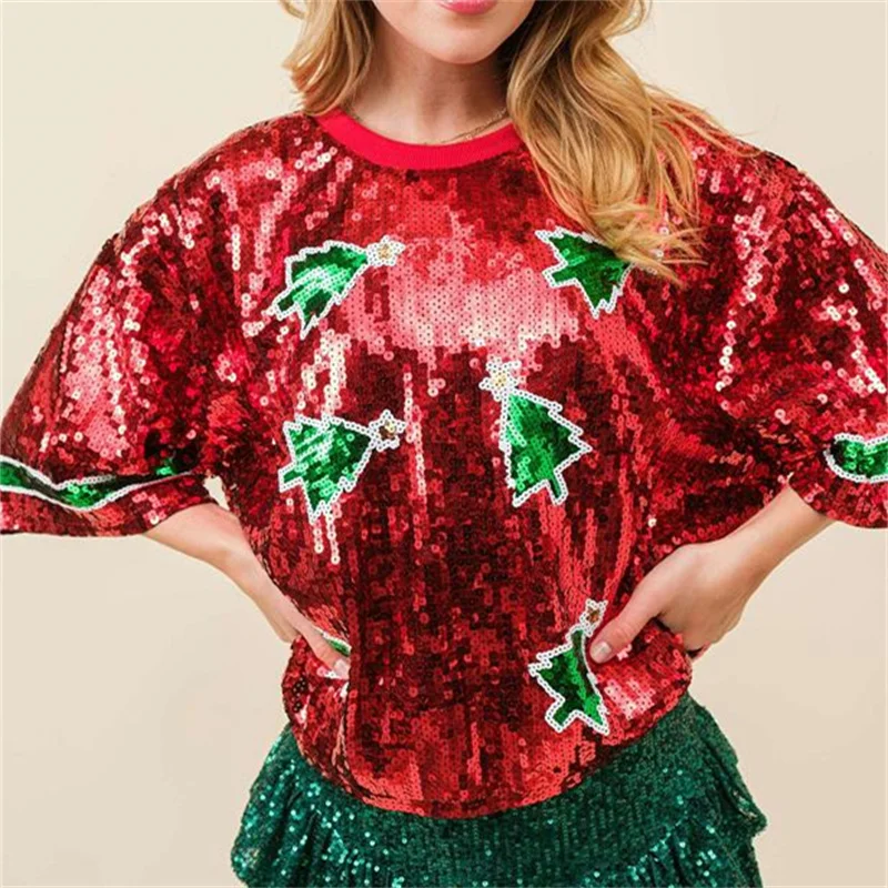 レディース夏のファッションスパンコール Tシャツ半袖クルーネ - Women'S Fashion Rugby Shirt のレビューと価格