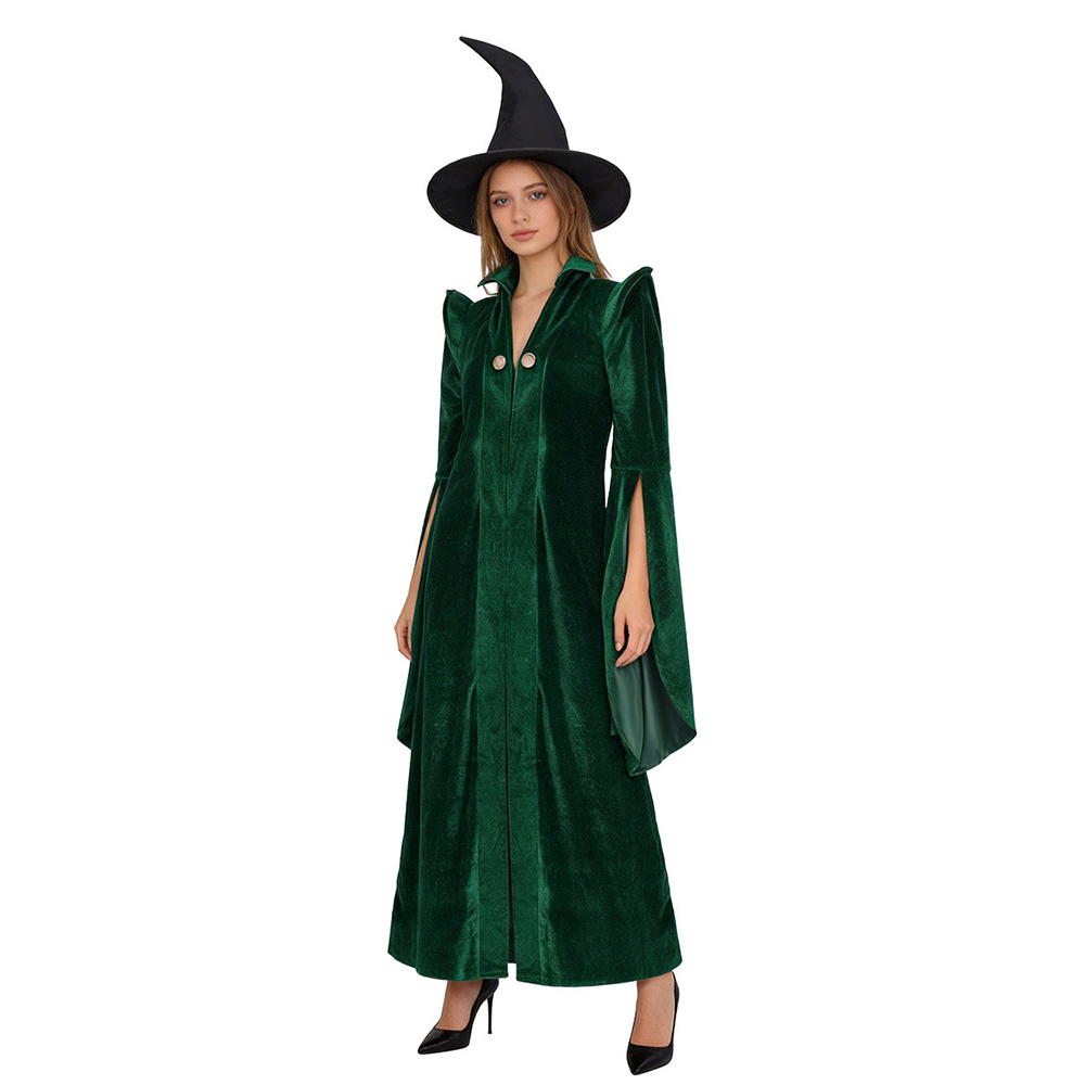 マクゴナガル教授コスプレ衣装 グリーンベルベットローブ 魔女 - Velvet Blazer Women のレビューと価格