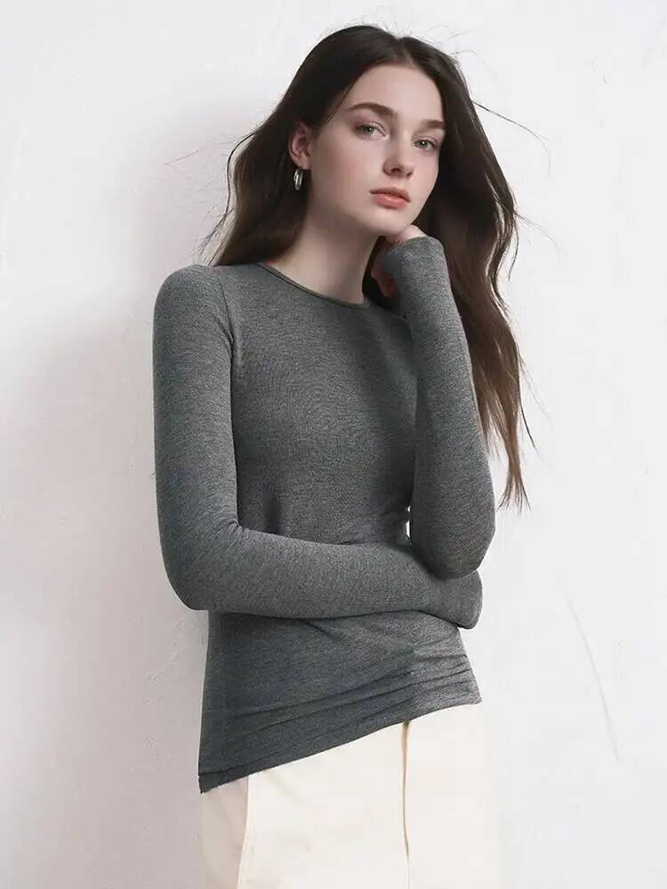 レディースカシミヤ混紡長袖トップス 秋冬用 ソフトモーダルス - Trend Women Fashion のレビューと価格