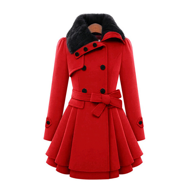 女性用ロングウールシェルパコート、ダブルブレスト、レースアッ - Sherpa Coat Women のレビューと価格