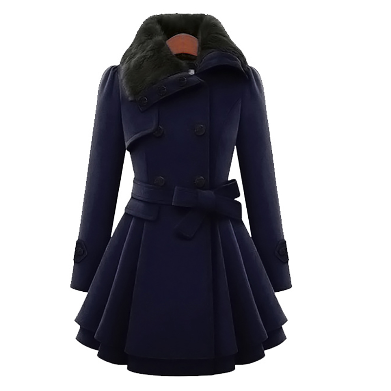 女性用ロングウールシェルパコート、ダブルブレスト、レースアッ - Sherpa Coat Women のレビューと価格
